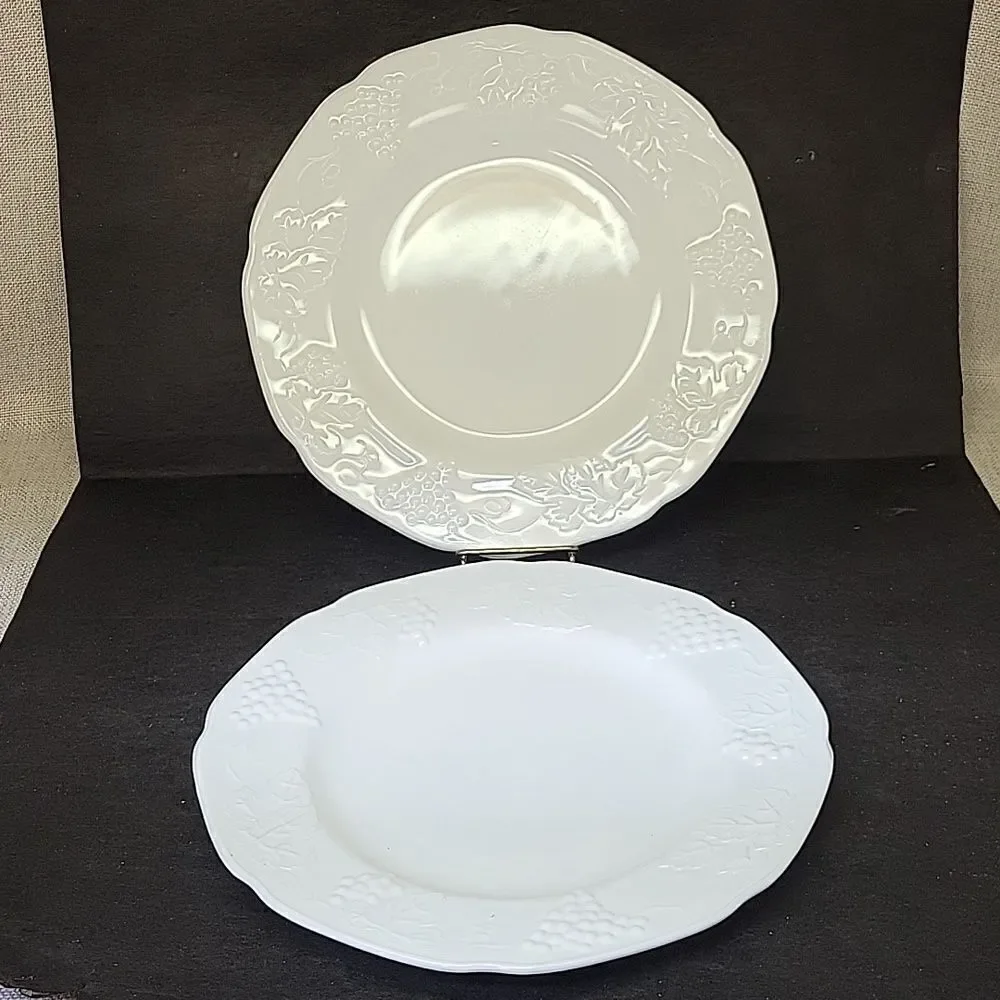 Vtg Harvest Milk Glass Dinner Plates 9 7/8